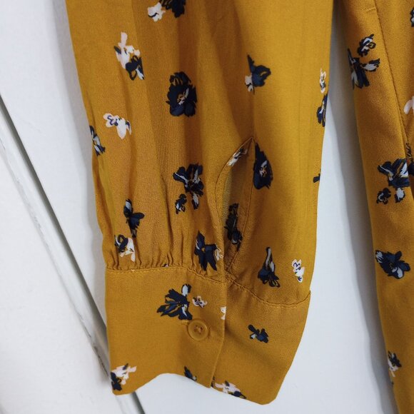 Uniqlo Mustard Gold Print Long Sleeve Flared Mini Dress - Picture 4 of 9